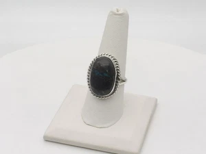 Navajo Handmade Sterling Silver & Blue Moon Turquoise Adjustable Ring - Picture 1 of 7