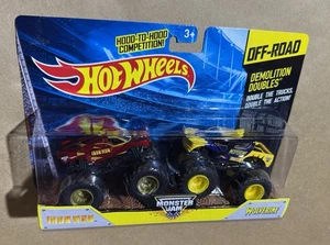 Hot Wheels Monster Jam Trucks 2014 demolición dobles Iron Man & Wolverine 1:64 - Imagen 1 de 7