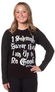 Harry Potter Girls' I Solemnly Swear Glow In The Dark Raglan T-Shirt - Picture 1 of 6