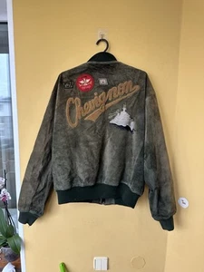 Chevignon Leather Bomber jacket Army 1988 News World size L - Picture 1 of 14