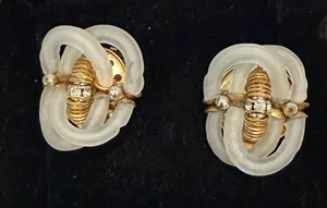 ARCHIMEDE SEGUSO FOR CHANEL  VINTAGE GLASS & RHINESTONE EARRINGS - Picture 1 of 4