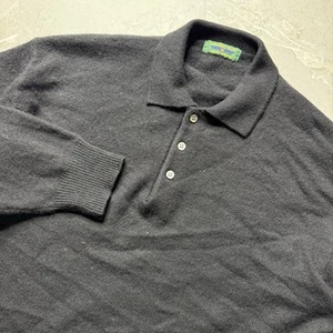 Embassy Row Sweater Mens Large Black 100% 2 Ply Cashmere Pullover Collared Polo - Picture 1 of 4