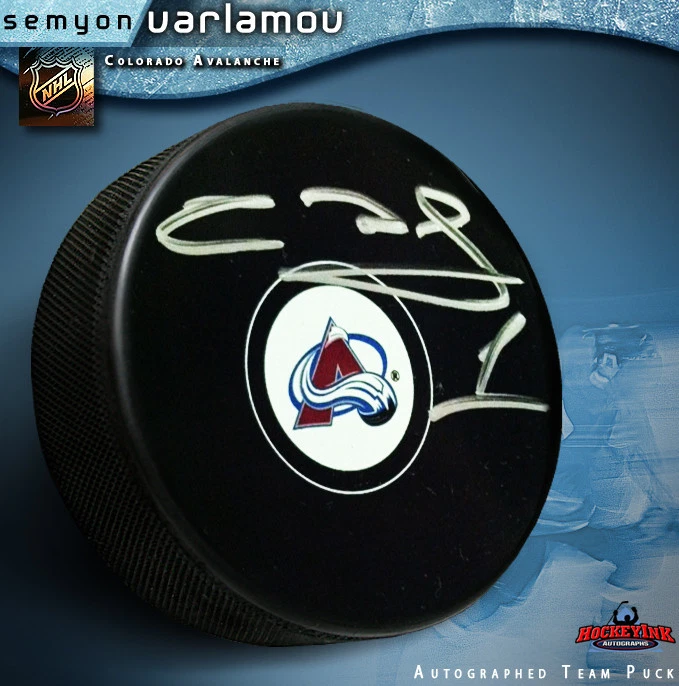 Disco autografiado SEMYON VARLAMOV Colorado Avalanche  Foto 1 de 2