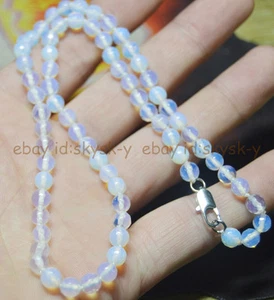 Handmade 6mm Natural Moonstone Faceted Round Beads Necklace 18''AAA - Picture 1 of 3