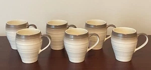 Juego de 6 tazas de café grandes Mikasa Swirl Ombre Mocha borde marrón con anillos - Imagen 1 de 5