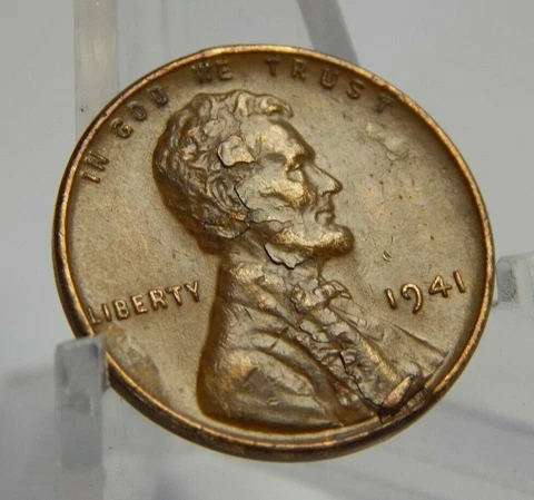 Mint Error - Lamination Planchet Defect - 1941 Lincoln Wheat Cent Cover