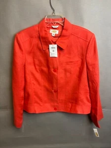 NWT Talbots Coral Collarless Size 20 Brocade Italian Fabric Button Up Jacket - Picture 1 of 4