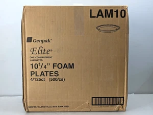 Pack of 4 Genpak Elite Laminated Foam 10 1/4" Plates 125/Pack 500 Count White - Picture 1 of 5