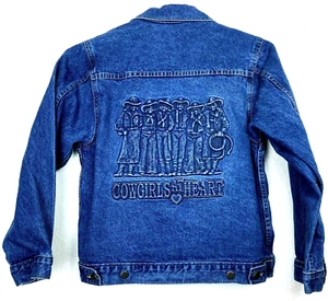 Women's Small Cowgirls At Heart Western Embossed Denim Jean Trucker Jacket - Bild 1 von 9