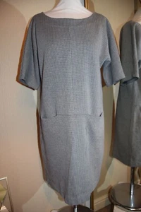White Company Label Jersey Dogtooth Shift Dress 10 Tunic Pockets Boxy Pinafore - Picture 1 of 10