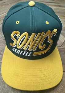 VTG 90’s Seattle SuperSonics Embroidered Big Logo SnapBack Hat Cap AJD Tag NWT - Picture 1 of 17