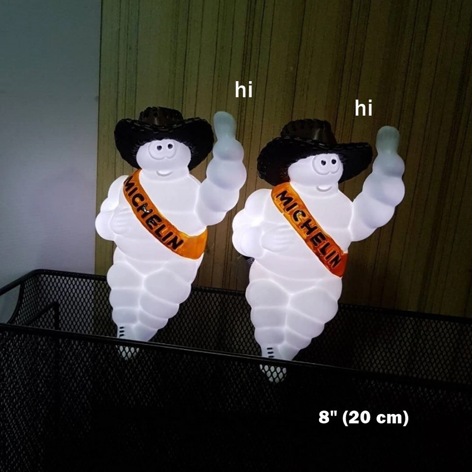 2x8" Bibendum Michelin Man Collectible Doll +LED+Hat Ads Tire Decor Welcome "Hi" - Image 1 of 4