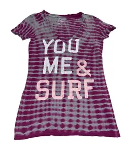 Y2K American Eagle Tee Women's Medium V Neck T-Shirt Beachy Boho Tie Dye Hipster - Picture 1 of 8