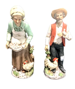 Homco Home Interiors Porcelana Granjero Pareja Pollos Huevos Estatuillas #1434 - Imagen 1 de 6