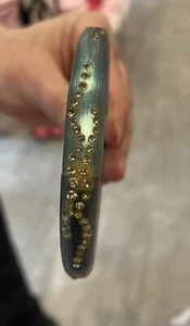 Alexis Bittar Bracelet Lucite Hinged Bangle Clear Crystals - Picture 1 of 3