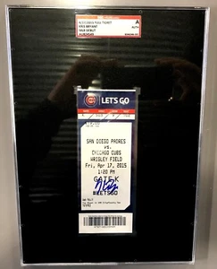 BIGLIETTO KRIS BRYANT FIRMATO MLB 1° GIOCO DEBUTTO 17/04/15 CHICAGO CUBS CERTIFICATO SGC - Foto 1 di 2