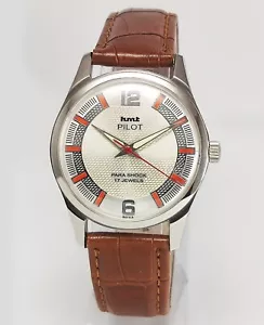 Mechanical Hand Winding HMT Pilot Pearl Dial Skeleton Back Men's Wrist Watch - Picture 1 of 7