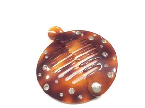 GRANCHIO FERMAGLIO A PETTINE STRASS 12 DENTI STRETTI RODOID FRANCESE VISONE - Picture 1 of 1