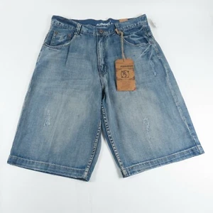 Flypaper Herren Shorts Größe 30 hoher Bund helle Waschung blau Denim - Bild 1 von 9
