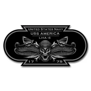 USS America LHA-6 US Navy Surface Warfare Device Pirate USN Veteran 3" Decal - Picture 1 of 1