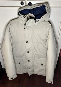 Lands’ End Goose Down Parka Puffer Jacket Coat Beige Men’s Size Small 34-36 - Picture 1 of 14