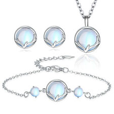 925 Sterling Silver Bracelet Necklace Earrings Moonstone Antlers Jewellery Sets