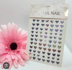 Nail Art Stickers JOYFUL NAILS HOLOGRAPHIC HEARTS -967 - Picture 1 of 1