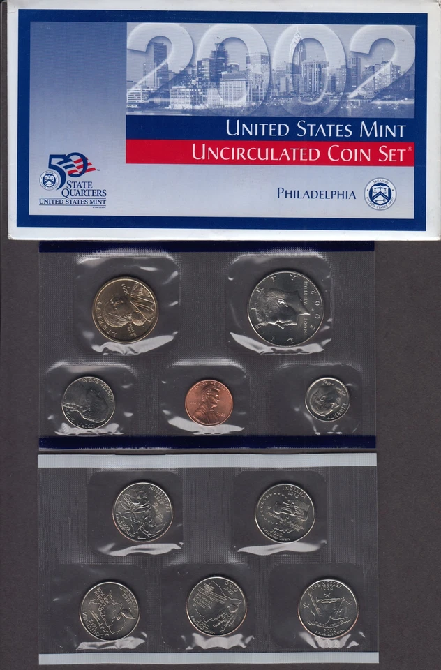 2002 U. S. Mint Set uncirculated P mint only, set of 5 coins & State quarters - Image 1 of 1