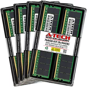 A-Tech 768GB 8x 96GB 2Rx4 PC5-44800R RDIMM DDR5 ECC REG EC8 Server Memory RAM - Picture 1 of 6
