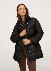 Mango Water-repellent quilted coat jacket 100% Polyamide Black Size M Women - Picture 1 of 7