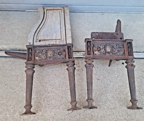 Antique Cast Iron Theatre Seat School Auditorium Art Nouveau Aisle Ends Salvage Cover