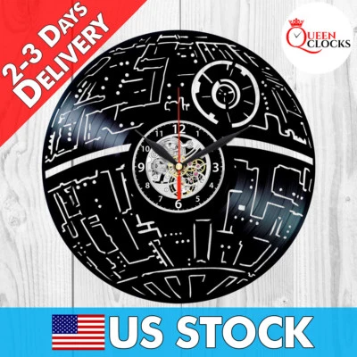 Exclusivo reloj de pared disco vinilo estrella de la muerte de Star Wars arte fiesta de cumpleaños regalo Foto 1 de 4