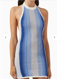 Mini Vestido Kith Halteer Crochet Tejido Anya Kynatine Talla M Color Rayas Azul Nuevo con Etiquetas - Imagen 1 de 6