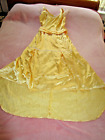 Vintage Yellow satin lace BELLE dress maxi gown Costume Halloween L