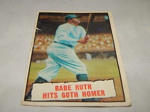 1961 HOF Baseball Card Of The Great Bambino Babe Ruth Hitting 60 Lower Cond. - Picture 1 of 6