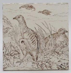 Wedgwood Fireplace Tile Partridge by Henry Hope Crealock C1878 - Picture 1 of 3