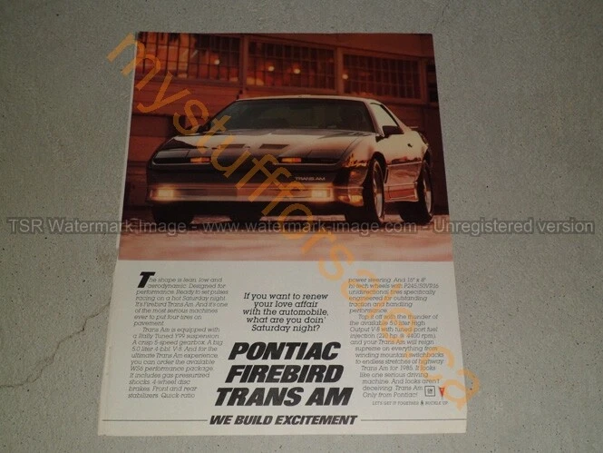 1985 PONTIAC FIREBIRD TRANS AM статья/объявление - Изображение 1 из 1