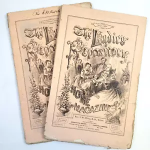 Lot (2) May & November 1869 Ladies Repository Home Magazine Original Engravings - Picture 1 of 24