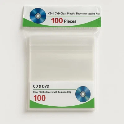 CD DVD BLURAY CPP Clear Transparent Plastic Sleeve with Sealable Flap 100 Micron - Image 1 of 3