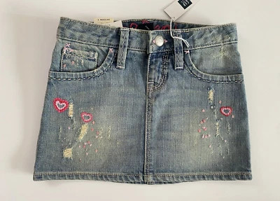 Falda vaquera bebé gap niñas lavado claro corazón bordado talla 6 regular nueva con etiquetas Foto 1 de 2