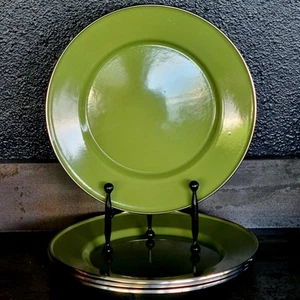 Crate and Barrel Olivgrün Emaillegeschirr 10,25" Essteller 4er Set - Bild 1 von 6
