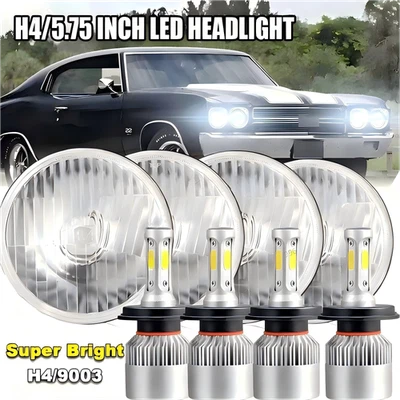 Faros LED redondos de haz alto bajo 4 piezas para Ford Mustang 1969 5,75" 5-3/4" Foto 1 de 4