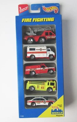 1995 Hot Wheels Fire Fighting Gift 5-Pack sp7 NEW SEALED 17459 Police Cruiser + - Image 1 of 2