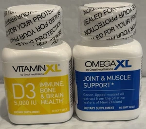 OmegaXL Joint Support Supplement - 60 Softgels & VitaminXL D3 High Potency Daily - Picture 1 of 5