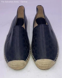 Coach Womens Blue Leather Signature Print Slip-On Espadrille Flats Size 8 - Picture 1 of 9
