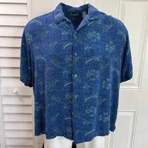 Cubavera Short Sleeve Button Up Hawaiian Shirt Mens 2XL Blue Floral - Picture 1 of 8