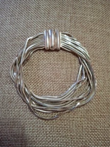 Multi-Strand Italian Sterling Silver Bracelet 7.5" - Picture 1 of 16