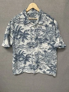 Rusty Men's Polo Shirt Size Large Button Up Graphic Print Palm Trees Hawaiin - Picture 1 of 13