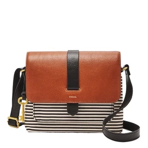 Fossil Women's Kinley Leather & Fabric Small Crossbody Purse Handbag Black St... - Picture 1 of 6