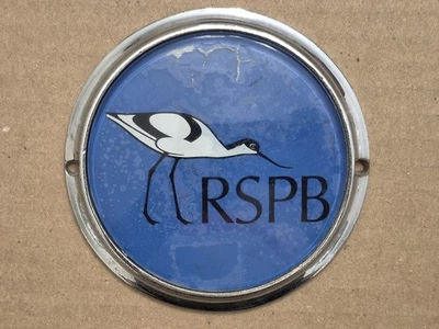 Placa de placa cromada vintage RSPB Royal Society for Protection of Birds Auto Car Foto 1 de 4